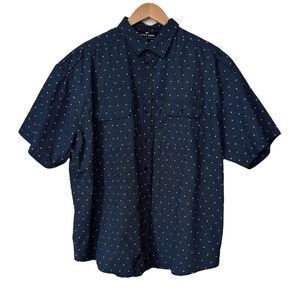 Steve's Jeans Mens 3X Polka Dot Geometric Print Button Up Shirt Black Blue White